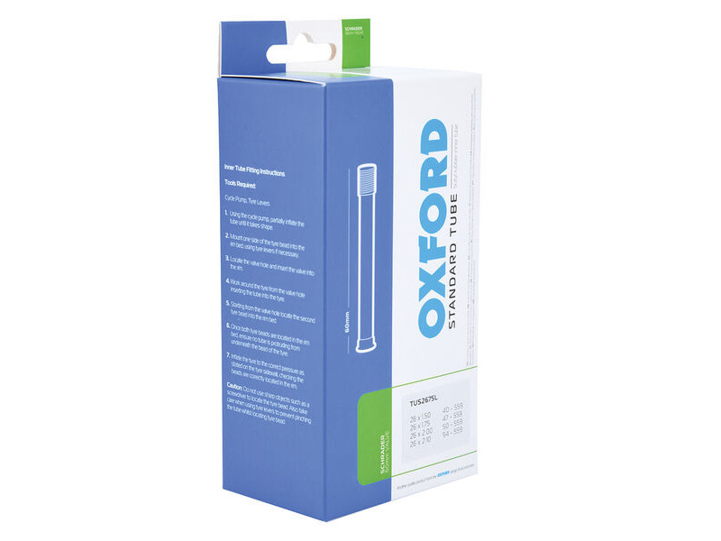 Oxford Inner Tube 26 x 1.50-2.10 Schrader 60mm click to zoom image